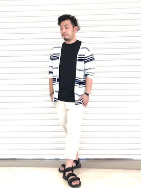「Right-on（ライトオン）のアイテム（カーディガン/ボレロ）」を使った、もっしーさん（メンズ・170cm）の夏コーディネート