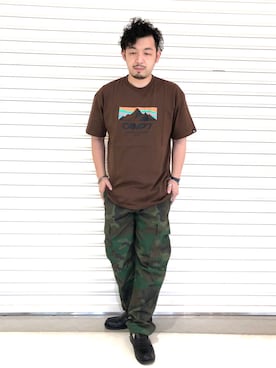 「Right-on（ライトオン）のアイテム（カーゴパンツ）」を使った、もっしーさん（メンズ・170cm）の夏コーディネート