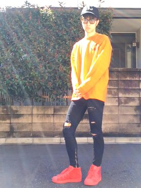 「PLACES+FACES（プレイシーズフェイシーズ）のアイテム（キャップ、ブラック系）」を使った、ゆうさん（メンズ・172cm）の春コーディネート