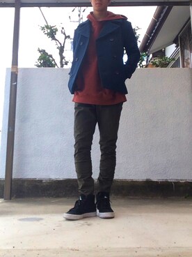 「BLACK by VANQUISH（ブラックバイバンキッシュ）のアイテム（ジャケット/アウター、ブルー系）」を使った、ゆうさん（メンズ・172cm）の春コーディネート