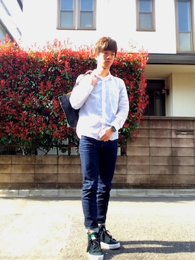 「RAGEBLUE（レイジブルー）のアイテム（デニムパンツ、ブルー系）」を使った、ゆうさん（メンズ・172cm）の春コーディネート