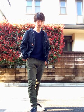 「no brand（ノーブランド）のアイテム（ジャケット/アウター、ブラック系）」を使った、ゆうさん（メンズ・172cm）の春コーディネート