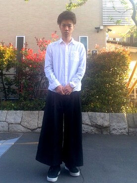 「NANO universe（ナノユニバース）のアイテム（シャツ/ブラウス、ホワイト系）」を使った、ゆうさん（メンズ・172cm）の春コーディネート