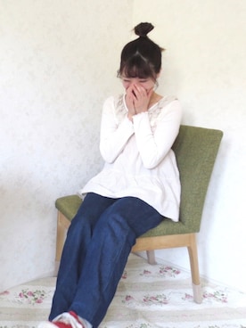 「古着好きな人と繋がりたい」｜「アイテム（キャミソール）」を使った、mihoさん（レディース・154cm）の春コーディネート