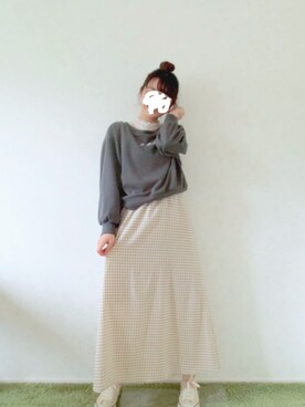「RETRO GIRL（レトロガール）のアイテム（スウェット）」を使った、mihoさん（レディース・154cm）の春コーディネート