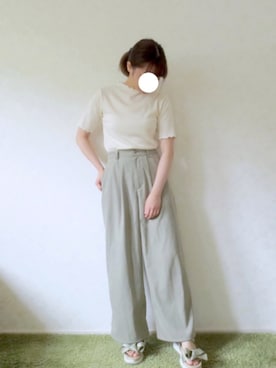 「RANDA」｜「アイテム（スラックス）」を使った、mihoさん（レディース・154cm）の夏コーディネート
