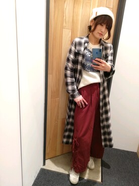 「Bou Jeloud（ブージュルード）のアイテム（Knitwear、ホワイト系）」を使った、yukaさん（レディース・158cm）の冬コーディネート