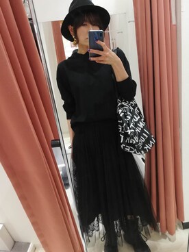 「Bou Jeloud（ブージュルード）のアイテム（Skirt、ブラック系）」を使った、yukaさん（レディース・158cm）の冬コーディネート
