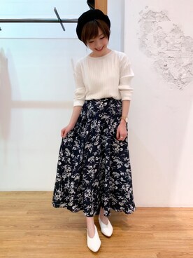 「LEPSIM（レプシィム）のアイテム（ハンチング/ベレー帽）」を使った、sayaさん（レディース・156cm）の春コーディネート