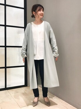 「LEPSIM」｜「アイテム（ノーカラーコート）」を使った、sayaさん（レディース・156cm）の春コーディネート