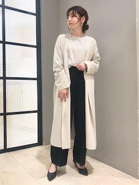「LEPSIM」｜「アイテム（ノーカラーコート）」を使った、sayaさん（レディース・156cm）の春コーディネート