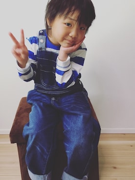 「HusHusH（ハッシュアッシュ）のアイテム（オールインワン・サロペット）」を使った、rinaさん（キッズ・110cm）の春コーディネート