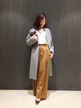 「Abahouse Devinette（ドゥヴィネット）のアイテム（チェスターコート）」を使った、yamaさん（レディース・157cm）の冬コーディネート