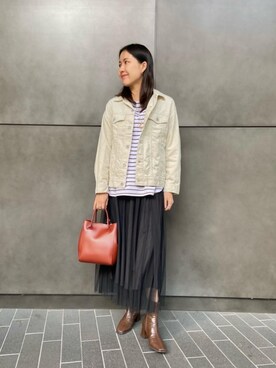 「green label relaxing（グリーンレーベルリラクシング）のアイテム（その他アウター）」を使った、moneueharaさん（レディース・165cm）の秋コーディネート