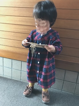 「アイテム（シャツワンピース）」を使った、chipiさん（キッズ・80cm）の秋コーディネート