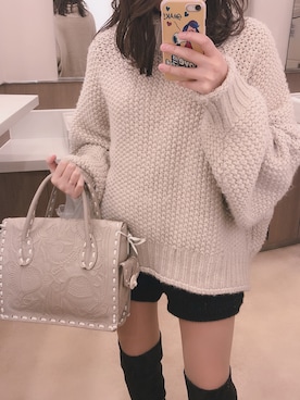 「H&M（エイチ・アンド・エム）のアイテム（ニット/セーター）」を使った、yukiさん（レディース・155cm）の冬コーディネート