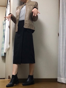 「wearhalloween2017」｜「アイテム（ライダースジャケット）」を使った、ゆみさん（レディース・157cm）の秋コーディネート