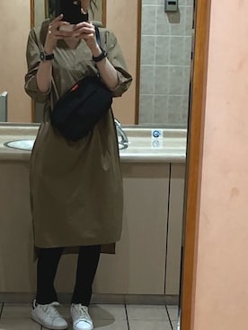 「chocol raffine robe（ショコラフィネローブ）のアイテム（シャツワンピース）」を使った、ゆみさん（レディース・157cm）の秋コーディネート