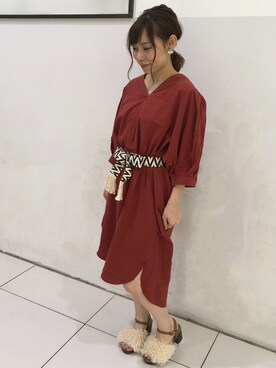「AS KNOW AS PINKY（アズノゥアズピンキー）のアイテム（サンダル）」を使った、Sakiさん（レディース・152cm）の夏コーディネート