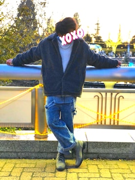 「冬アウター」｜「アイテム（オールインワン・サロペット）」を使った、yutaさん（メンズ・168cm）の冬コーディネート