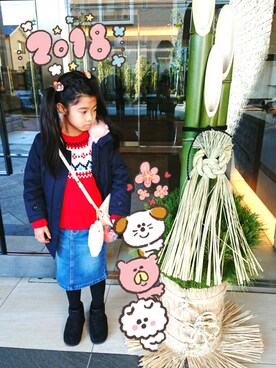 「ZARA（ザラ）のアイテム（その他アウター）」を使った、EMMAさん（キッズ・128cm）の冬コーディネート