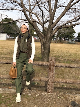 「アイテム（ダウンベスト、その他）」を使った、AYAKAさん（レディース・154cm）の冬コーディネート