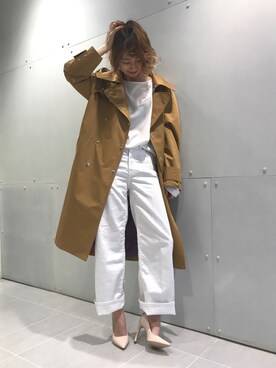 「ディーゼル」｜「アイテム（トレンチコート）」を使った、Kurumi Takahashiさん（レディース・156cm）の冬コーディネート