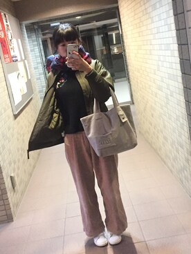 「AS KNOW AS plus（アズノゥアズプラス）のアイテム（ブルゾン）」を使った、riemiさん（レディース・160cm）の冬コーディネート