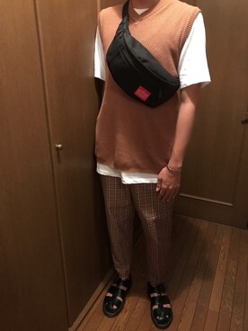 「Manhattan Portage」｜「アイテム（スラックス）」を使った、たくさん（メンズ・172cm）の秋コーディネート