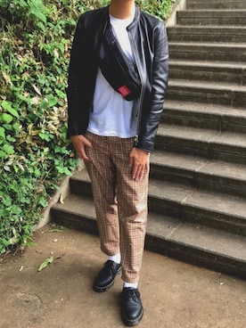 「Manhattan Portage」｜「アイテム（スラックス）」を使った、たくさん（メンズ・172cm）の秋コーディネート