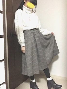 「タイツ×靴下」｜「アイテム（アクセサリー）」を使った、くるみさん（レディース・160cm）の冬コーディネート