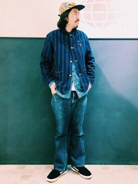 「HELLER'S CAFE（ヘラーズカフェ）のアイテム」を使った、こたさん（メンズ・179cm）の冬コーディネート