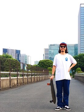 「HELLER'S CAFE（ヘラーズカフェ）のアイテム」を使った、こたさん（メンズ・180cm）の夏コーディネート