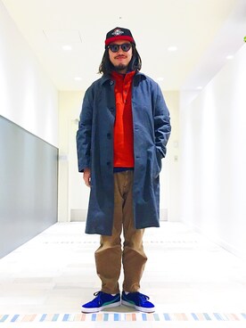 「orslow」｜「アイテム（ステンカラーコート）」を使った、こたさん（メンズ・180cm）の秋コーディネート