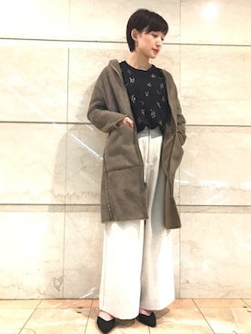 「A part by（アパートバイ）のアイテム（ムートンコート）」を使った、さちさん（レディース・161cm）の秋コーディネート