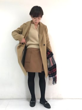 「アパートバイローリーズ」｜「アイテム（チェスターコート）」を使った、さちさん（レディース・161cm）の秋コーディネート
