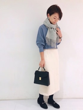 「アイテム（ストール/ショール）」を使った、さちさん（レディース・161cm）の冬コーディネート