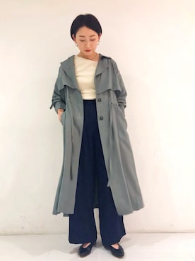 「アシンメトリー」｜「アイテム（トレンチコート）」を使った、さちさん（レディース・161cm）の冬コーディネート