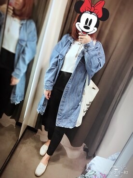 「stradivarius（ストラディバリウス）のアイテム（デニムジャケット）」を使った、B-for-北溟さん（レディース・162cm）の春コーディネート