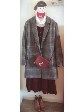「stradivarius（ストラディバリウス）のアイテム（ダッフルコート）」を使った、B-for-北溟さん（レディース・162cm）の秋コーディネート