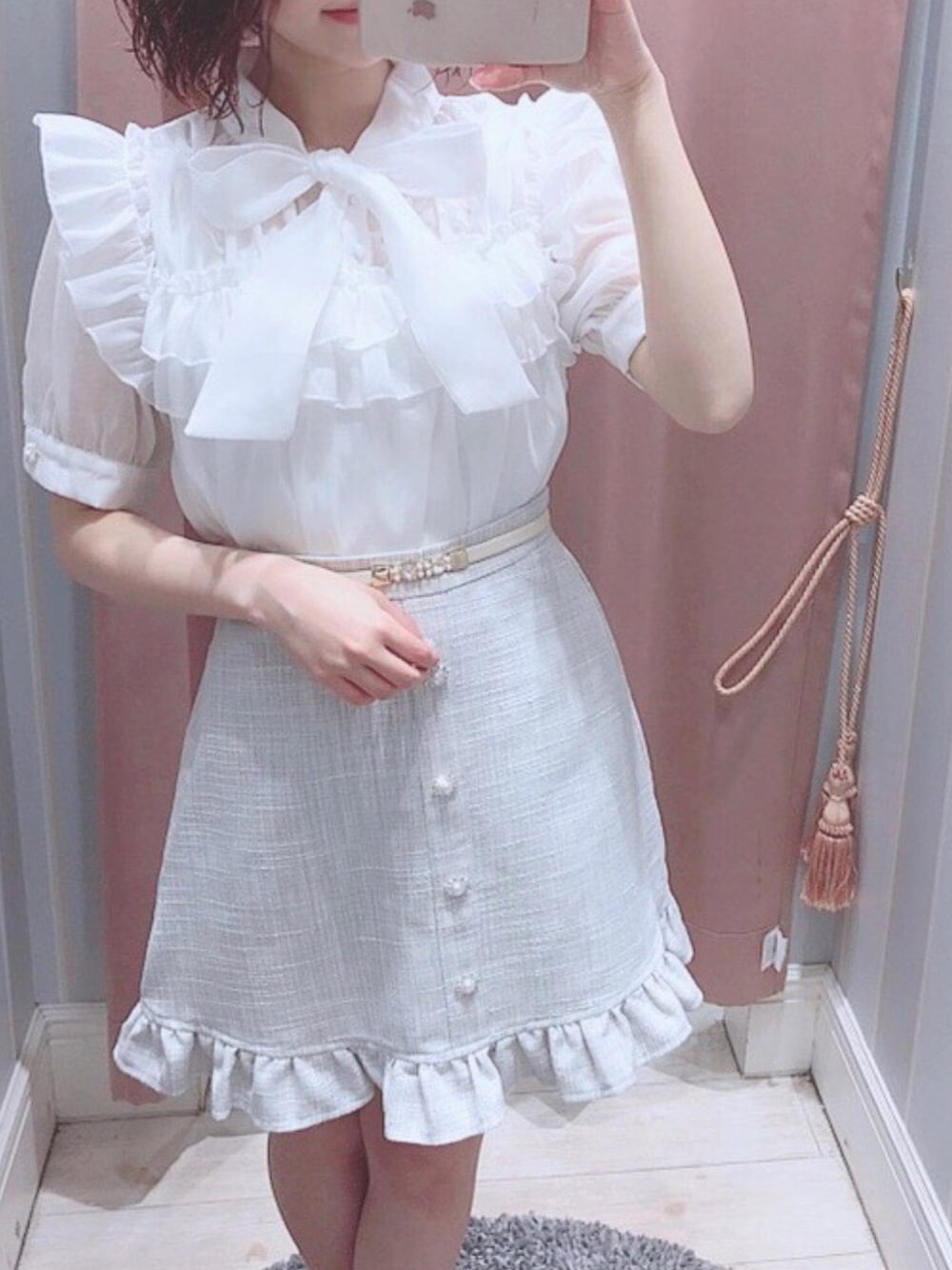 evelyn ギャザーリボンブラウス An MILLE バストギャザーリボンOP