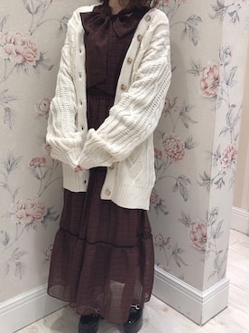 「evelyn（evelyn）のアイテム（ワンピース）」を使った、しおりんさん（レディース・150cm）の秋コーディネート