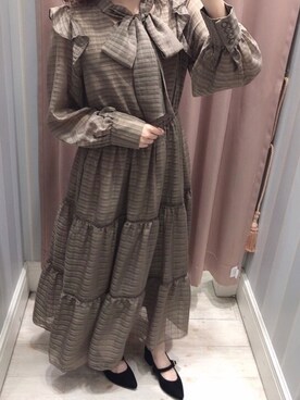 「evelyn（evelyn）のアイテム（ワンピース）」を使った、しおりんさん（レディース・150cm）の秋コーディネート