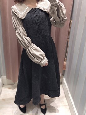 「evelyn（evelyn）のアイテム（ワンピース）」を使った、しおりんさん（レディース・150cm）の秋コーディネート