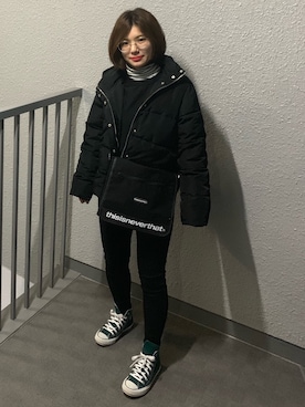 「thisisneverthat（ディスイズネバーザット）のアイテム（ショルダーバッグ）」を使った、reoreoniさん（レディース・154cm）の春コーディネート