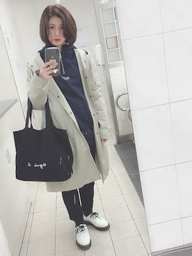 「アイテム（ステンカラーコート）」を使った、reoreoniさん（レディース・154cm・20代）の春コーディネート