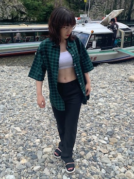 「thisisneverthat（ディスイズネバーザット）のアイテム（ショルダーバッグ）」を使った、reoreoniさん（レディース・154cm）の夏コーディネート
