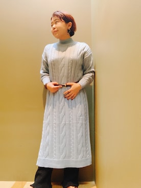 「水色」｜「アイテム（ワンピース/ドレス）」を使った、mi_zuさん（レディース・145cm）の冬コーディネート