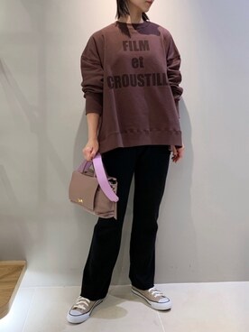 「Rougevif」｜「アイテム（スウェット）」を使った、yyhhmm互相さん（レディース・165cm）の春コーディネート