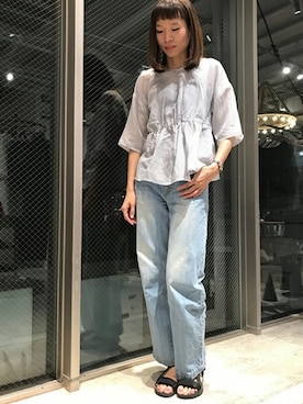 「ブラウス×デニム」｜JOURNAL STANDARD relume代官山店レディーススタッフさん（レディース・173cm）の春コーディネート